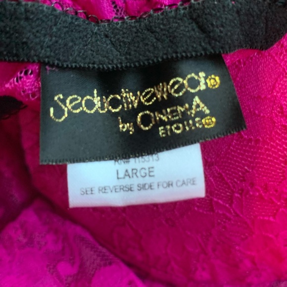 Seductive Wear Bright Pink Black Underwire Push Dress Babydoll by Cinema Etoile - Picture 8 of 12